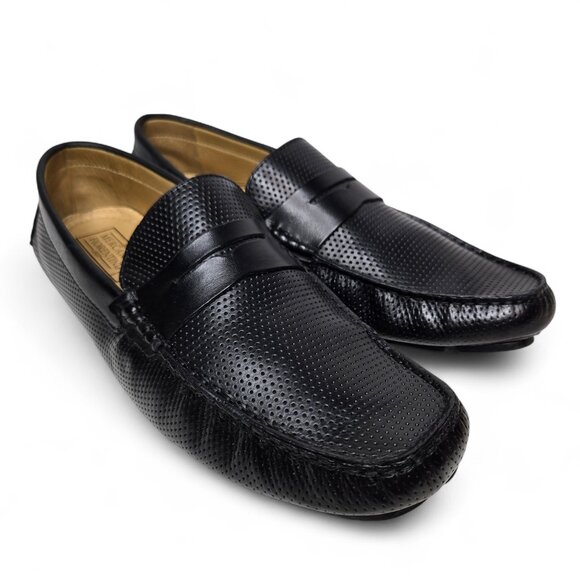 Mercanti Fiorentini Relax Driving Loafers Men's Black Perforated MF-3601 10M - Picture 1 of 8